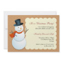 Friendly snowman north pole brown Christmas party invitation