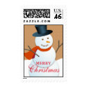 Friendly snowman north pole brown Christmas stamps stamp