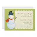 Friendly snowman north pole green Christmas party invitation