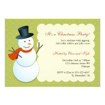 Friendly snowman north pole green Christmas party Invitation