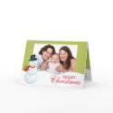Friendly snowman north pole green Christmas photo card