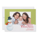 Friendly snowman north pole green Christmas photo invitation