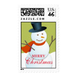 Friendly snowman north pole green Christmas stamps