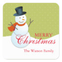 Friendly snowman north pole green xmas holiday sticker