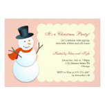 Friendly snowman north pole pink Christmas party Custom Announcement