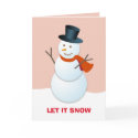 Friendly snowman north pole pink non photo holiday card