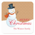Friendly snowman north pole tan christmas holiday sticker