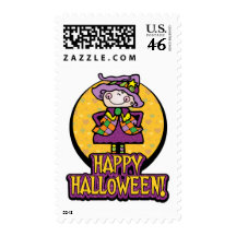 Friendly Witch Halloween Postage Stamps