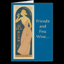 Friends and Fine wine greeting card cards