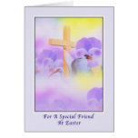 Friend's Easter Card with Flowers and Cross