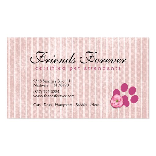 Friends Forever Business Cards (back side)