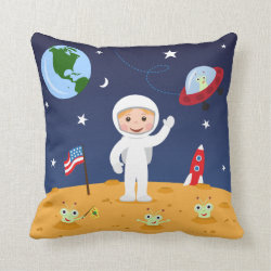 Friends in space, cute kids cartoon custom pillow