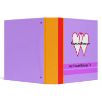 Friends - My Heart Belongs To - Purple Strip Small 3 Ring Binder