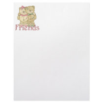 Friends Teddy Bear Pair - Original Colors Custom Letterhead