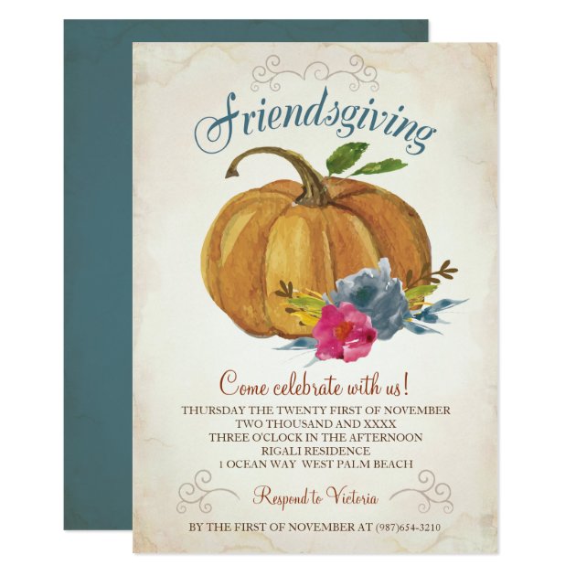 Friendsgiving Invitation - Thanksgiving Pumpkin (front side)