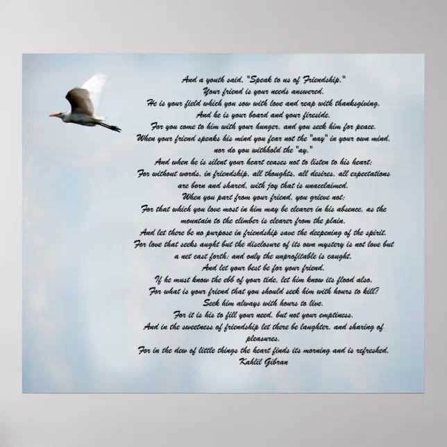 Friendship By Kahlil Gibran Poster Zazzle