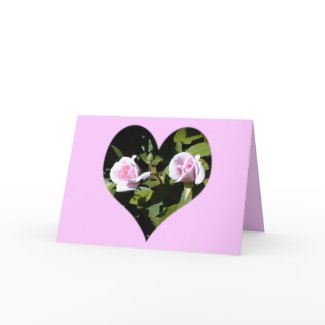 Friendship Card wth twin roses in heart. card