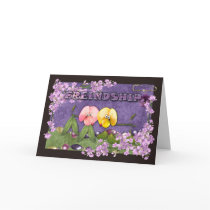 Friendship little dog flowers cute cards