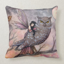 Friendship Owl and Fairy Throw Pillow