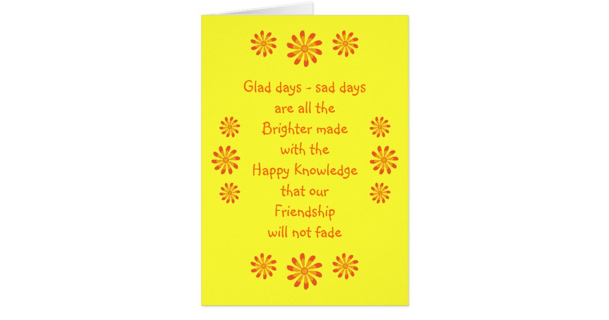 Friendship poem & flowers greeting card Zazzle