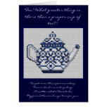 FRIENDSHIP TEA Cross Stitch Style Design Greeting Card