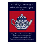 FRIENDSHIP TEA Cross Stitch Style Design Greeting Card