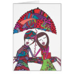 friendship with umbrella. greeting cards
