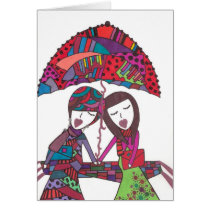 friendship with umbrella. cards