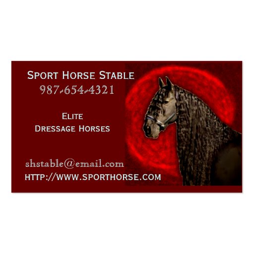 Friesian Horse Business Card (front side)
