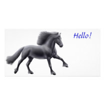 Friesian Horse Galloping Photo Card photo cards