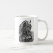Friesian Horse Head w/Flowing Mane Portrait Mugs