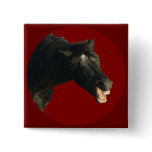 Friesian Horse in Red circle Pinback Button