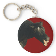 Friesian Horse in Red circle Keychain