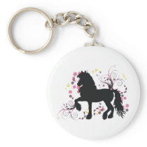 Friesian Horse Keychain