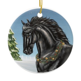 Friesian Horse Holiday Christmas Ornament