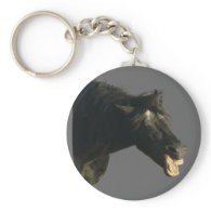 Friesian Horse-portrait yawning Keychains
