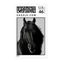 Friesian Horse profile Stamp
