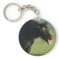 Friesian Horse Yawning Key Chains