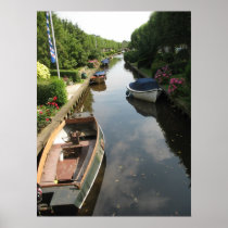 Friesland Canal with Row Boats Photo Poster