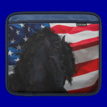 Frieze horse/Friesian with USAS flag ipad sleeves