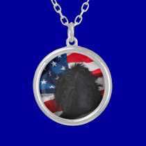 Frieze horse/Friesian with USAS flag necklaces