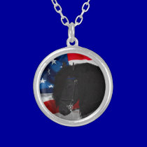 Frieze horse/Friesian with USAS flag necklaces