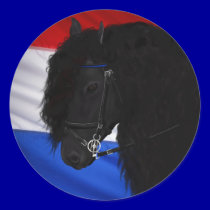 Frieze horse with Dutch flag stickers
