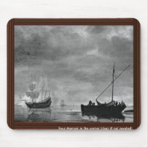 Frigate And Fishing Boat In Calm Seas By Vlieger Mousepads