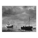 Frigate And Fishing Boat In Calm Seas By Vlieger Post Card