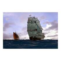 frigate and smaller boat at late afternoon posters by seawolf frigate and smaller boat at late afternoon posters