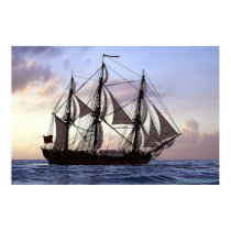 frigate at sunset posters