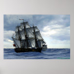 frigate in heavy weather poster