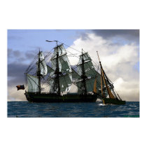 frigate sailing with smaller boat posters by seawolf frigate sailing with smaller boat posters