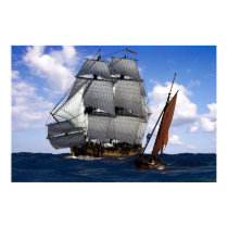 frigate with small sailing boat posters by seawolf frigate with small sailing boat posters